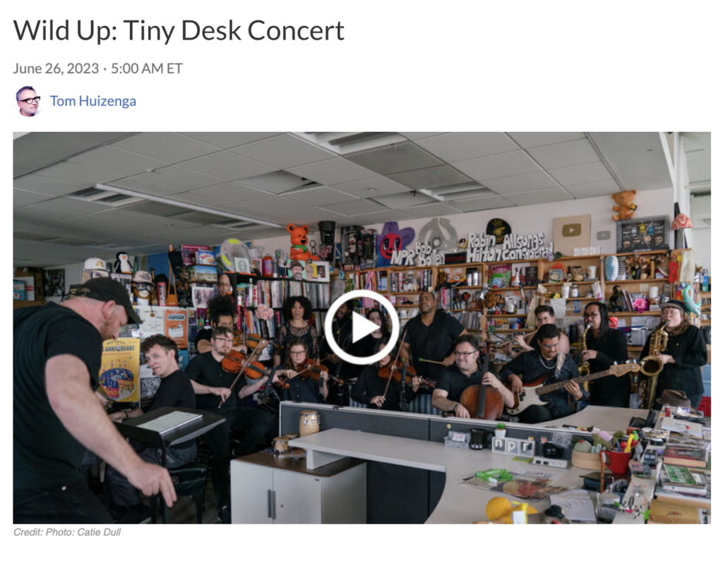 Screenshot of NPR – Wild Up: Tiny Desk Concert (article referring to Wild Up Julius Eastman Anthology Stay on It)